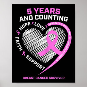 5 Year Breast Cancer Survivor 5 Years Cancer Free Poster