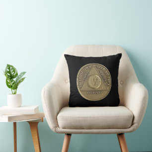 5 Year CUSTOM NAME Sober Anniversary Coin Cushion