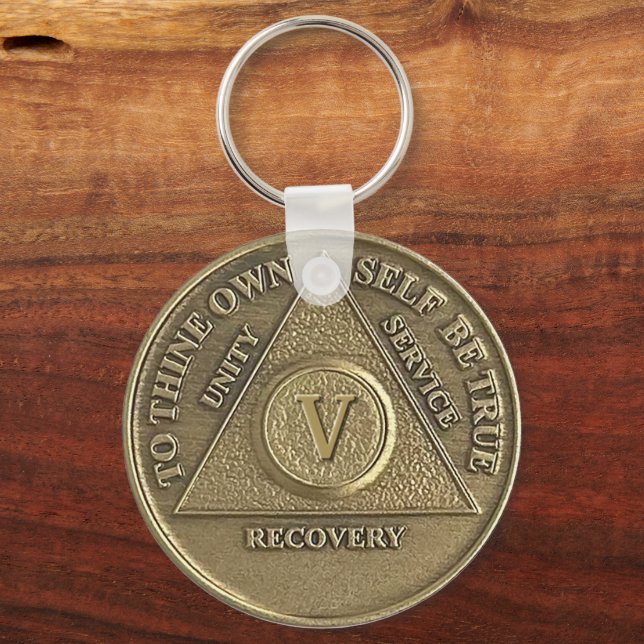 5 Year CUSTOM NAME Sober Medallion Key Ring (Front)