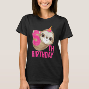 5 Year Old 5th Birthday Cute Sloth Lover T-Shirt