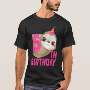 5 Year Old 5th Birthday Cute Sloth Lover T-Shirt