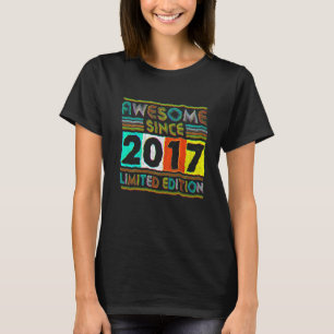 5 Year Old Awesome Since 2017 5th Birthday Retro T-Shirt