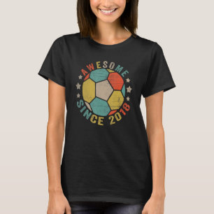 5 Year Old Awesome Since 2018 5th Birthday Soccer  T-Shirt