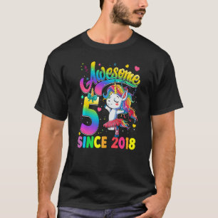 5 Year Old Awesome Since 2018 Unicorn 5th Birthday T-Shirt