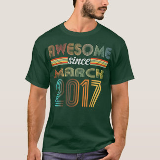 5 Year Old Awesome Since March 2017 5th Birthday  T-Shirt