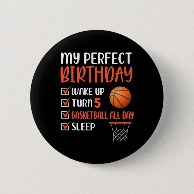 5 Year Old Basketball Birthday Party 5th Boy Bday  6 Cm Round Badge (Front)