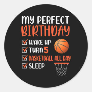 5 Year Old Basketball Birthday Party 5th Boy Bday Classic Round Sticker