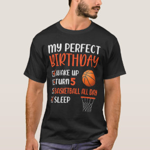 5 Year Old Basketball Birthday Party 5th Boy Bday T-Shirt