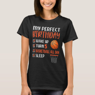 5 Year Old Basketball Birthday Party 5th Boy Bday T-Shirt