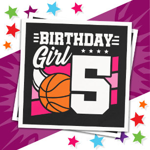 5 Year Old Basketball Party 5th Birthday Girl Napkin