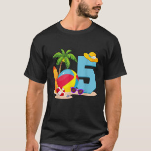 5 Year Old Beach Ball Pool Party Birthday Summer V T-Shirt