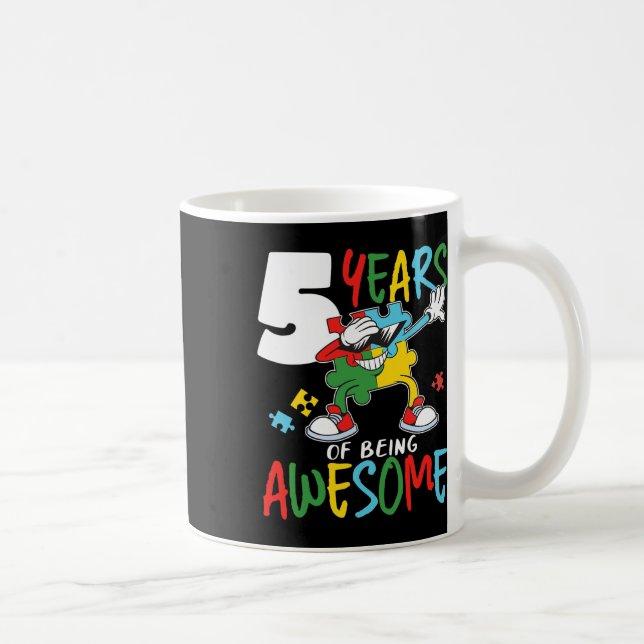 5 Year Old Birthday Autistic Boy Girl Autism Aware Coffee Mug (Right)