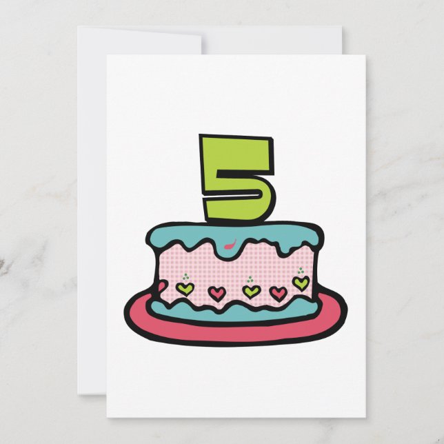 5 Year Old Birthday Cake Card (Front)
