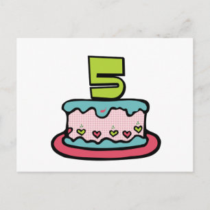 5 Year Old Birthday Cake Postcard