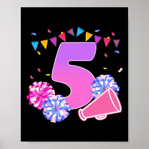 5 Year Old Birthday Cheerleading Girl 5th Party Poster