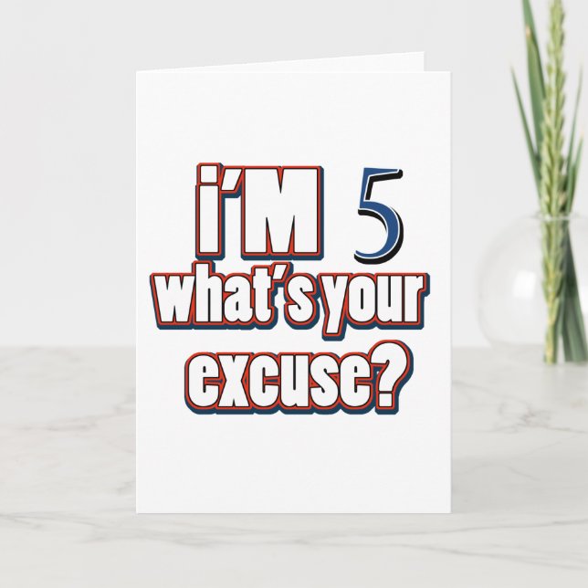 5 year old birthday designs card (Front)