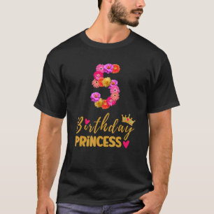 5 Year Old Birthday Princess Flower Its My 5th Bir T-Shirt
