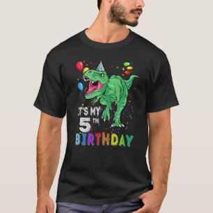 5 Year Old Boy Dino Rex Dinosaur 5th Birthday T-Shirt