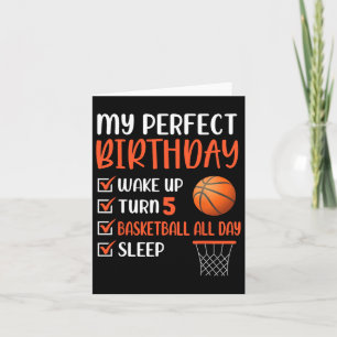 5 Year Old Bysketbyll Birthday Party 5th Boy Bday  Card