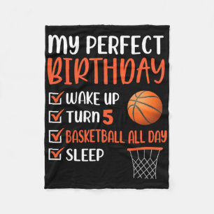 5 Year Old Bysketbyll Birthday Party 5th Boy Bday Fleece Blanket