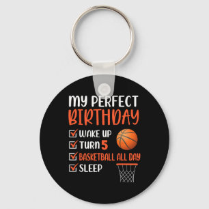 5 Year Old Bysketbyll Birthday Party 5th Boy Bday Key Ring