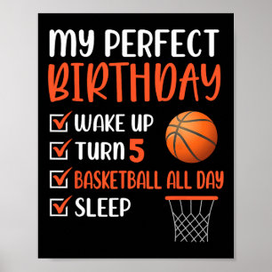 5 Year Old Bysketbyll Birthday Party 5th Boy Bday  Poster