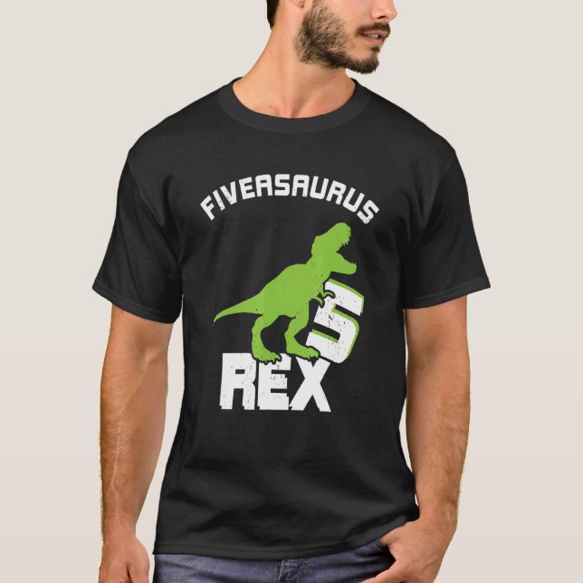 5 Year Old Dinosaur Birthday 5th Rex Dino Five Sau T-Shirt (Front)