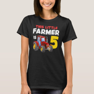 5 Year Old Farm Tractor Farmer 5th Birthday Party T-Shirt
