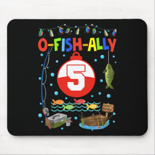 5 Year Old Fishing 5th Birthday Boy Bday Party Dec Mouse Pad