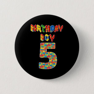 5 Year Old Gifts Building Blocks 5th Birthday Boys 6 Cm Round Badge
