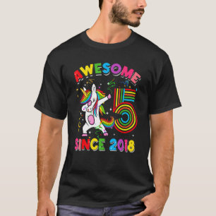 5 Year Old Gifts Dabbing Unicorn Rainbow 5th Birth T-Shirt