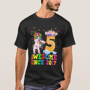 5 Year Old Girls Unicorn Flossing 5th Birthday Par T-Shirt