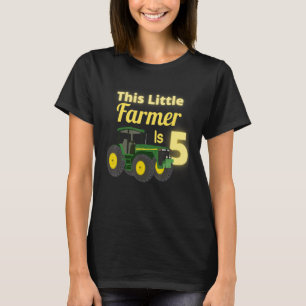 5 Year Old Green Farm Tractor Birthday Party Farme T-Shirt