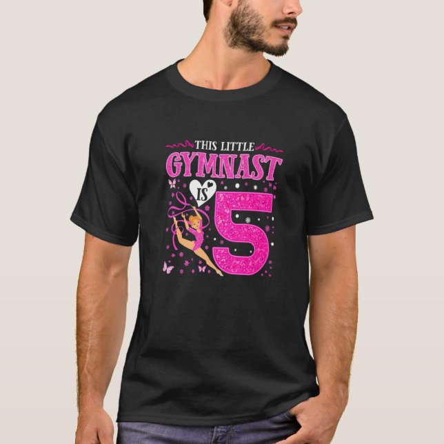 5 Year Old Gymnast 5th Birthday Tumbling Gymnastic T-Shirt (Front)
