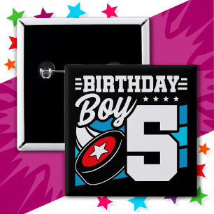 5 Year Old Hockey Party Theme 5th Birthday Boy 15 Cm Square Badge
