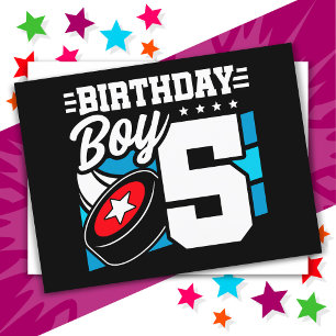 5 Year Old Hockey Party Theme 5th Birthday Boy Postcard