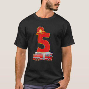 5 Year Old It's My 5th Birthday Boy Fire Truck Fir T-Shirt