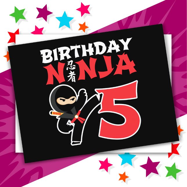 5 Year Old Karate Ninja Party Kids 5th Birthday Postcard (Creator Uploaded)