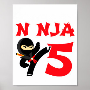 5 Year Old Karate Ninja Party Kids 5th Birthday T  Poster