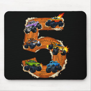 5 year old monster truck boy toddler 5th birthday5 mouse pad