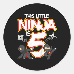 5 Year Old Ninja Birthday Party Martial Arts Karat Classic Round Sticker