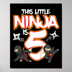 5 Year Old Ninja Birthday Party Martial Arts Karat Poster