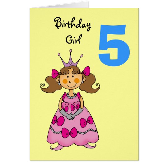 5 year old princess (brown hair) card