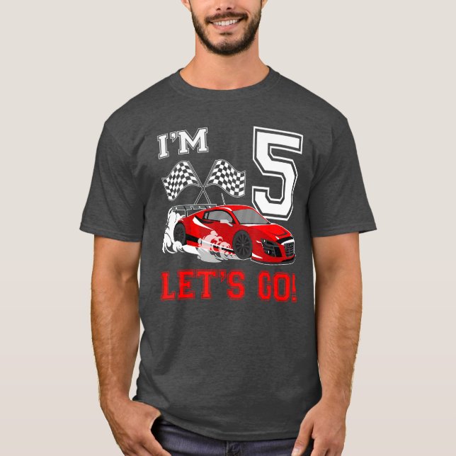 5 Year Old Race 5th Birthday RaceRacing Boy T-Shirt (Front)
