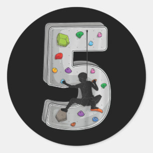 5 Year Old Rock Climbing 5th Birthday Adventures C Classic Round Sticker