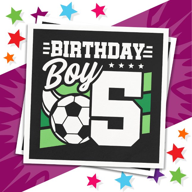 5 Year Old Soccer Football Party 5th Birthday Boy Napkin (Creator Uploaded)