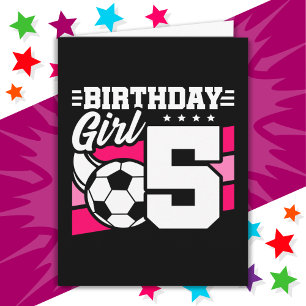 5 Year Old Soccer Football Party 5th Birthday Girl Card