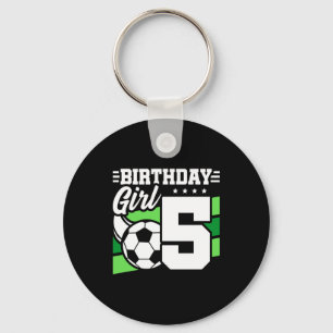 5 Year Old Soccer Football Party 5th Birthday Girl Key Ring