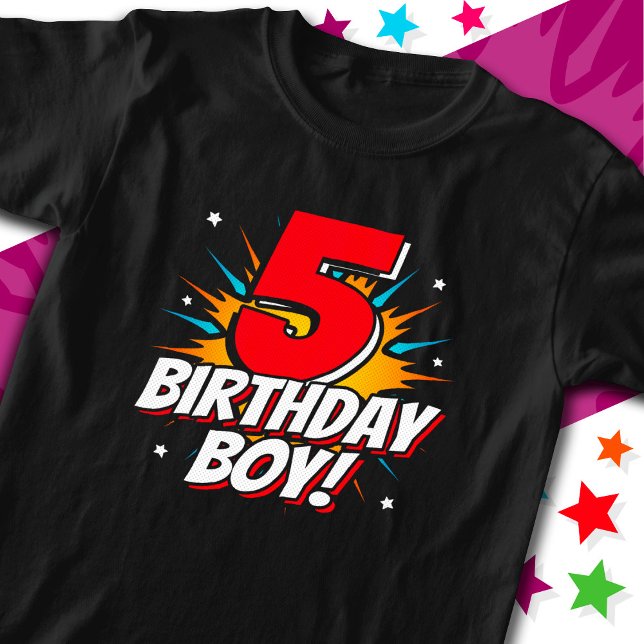 5 Year Old Superhero Birthday Boy 5th Birthday T-Shirt (Creator Uploaded)