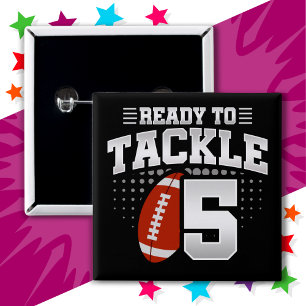 5 Year Old Tackle Football Party Kids 5th Birthday 15 Cm Square Badge